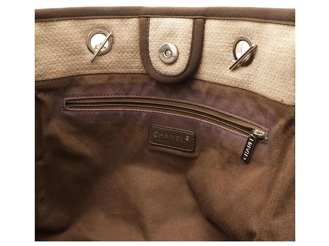 Borsa Tote CHANEL Linea Deauville MM Medium Marrone - vista 8
