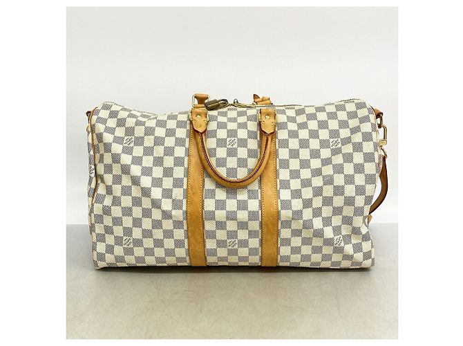 Louis Vuitton Boston Damier Azur Keepall Bandoulière 45 Bianco - vista 12