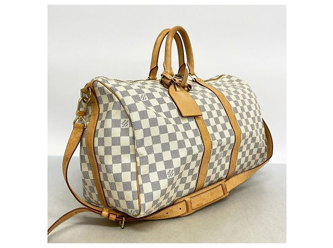 Louis Vuitton Boston Damier Azur Keepall Bandoulière 45 Bianco - vista 2