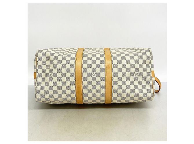 Louis Vuitton Boston Damier Azur Keepall Bandoulière 45 Bianco - vista 3