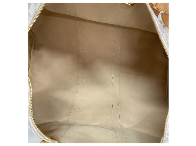 Louis Vuitton Boston Damier Azur Keepall Bandoulière 45 Bianco - vista 4