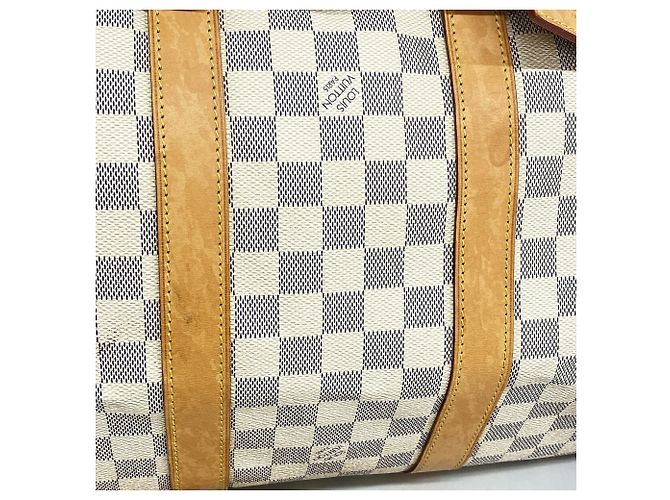 Louis Vuitton Boston Damier Azur Keepall Bandoulière 45 Bianco - vista 7