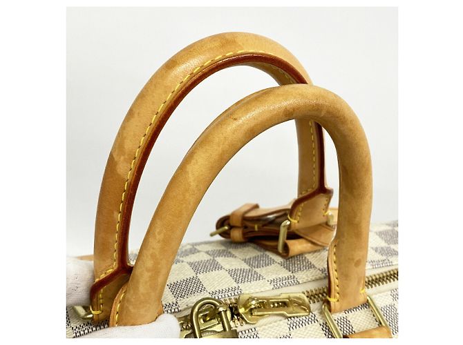 Louis Vuitton Boston Damier Azur Keepall Bandoulière 45 Bianco - vista 8