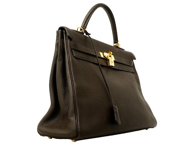 Hermès Borsa Hermes Kelly 35 in pelle Togo Marrone - vista 2