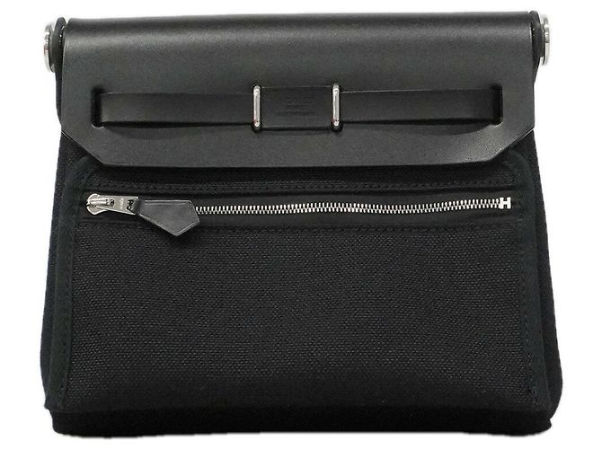 Hermès Hermes Herbag Zip Mini Schultertasche Schwarz - Ansicht 6