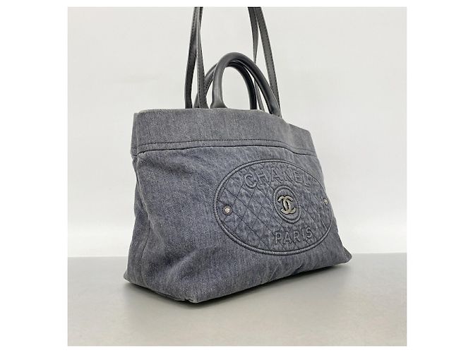 Borsa 2-Way Chanel in denim grigio Marrone - vista 2