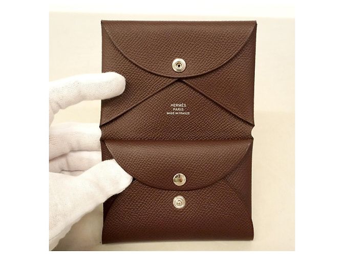 Hermès Hermes Calvi Duo Wallet/Coin Case Brown - view 8