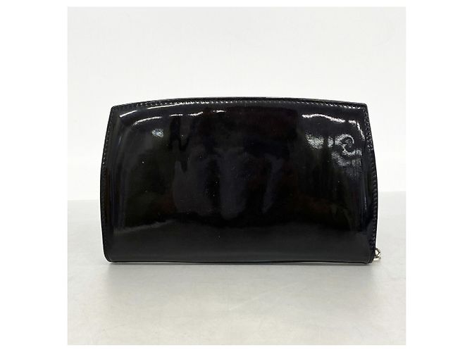 Portefeuille long bi-fold Chanel en cuir verni noir - vue 8