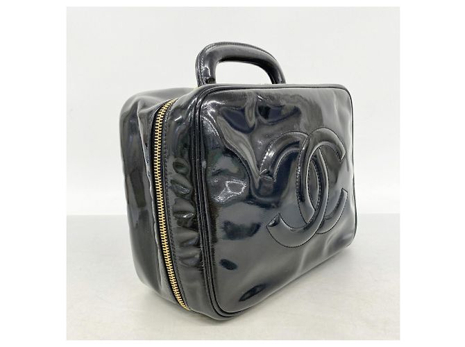 Borsa Vanity Chanel in pelle verniciata nera Nero - vista 2