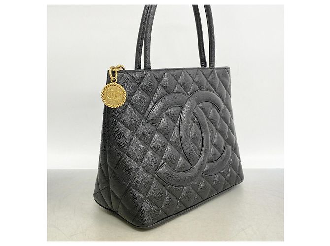 Borsa Tote Chanel in pelle di vitello martellata nera Nero - vista 2