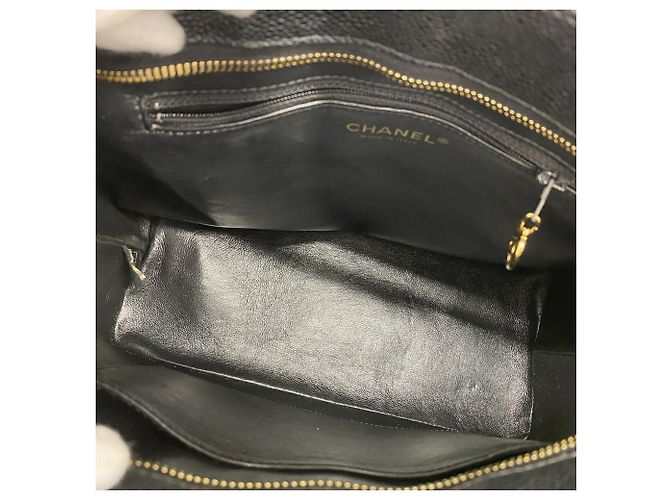 Borsa Tote Chanel in pelle di vitello martellata nera Nero - vista 4