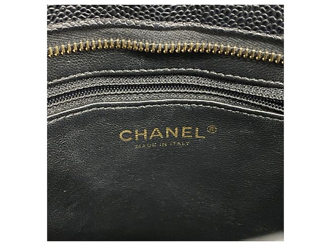 Borsa Tote Chanel in pelle di vitello martellata nera Nero - vista 5