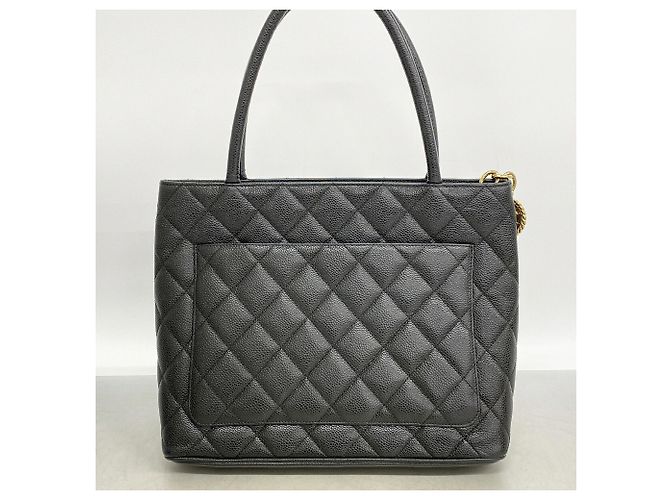 Borsa Tote Chanel in pelle di vitello martellata nera Nero - vista 9