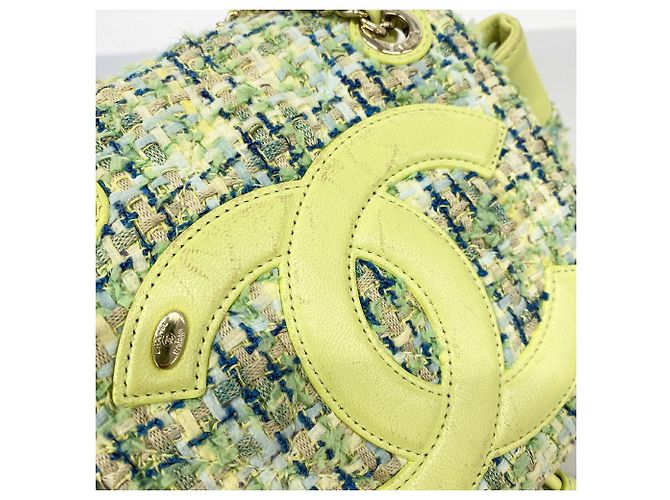 Zaino Chanel in tweed verde - vista 11
