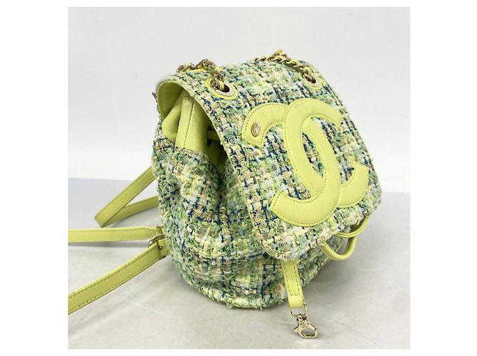 Zaino Chanel in tweed verde - vista 2