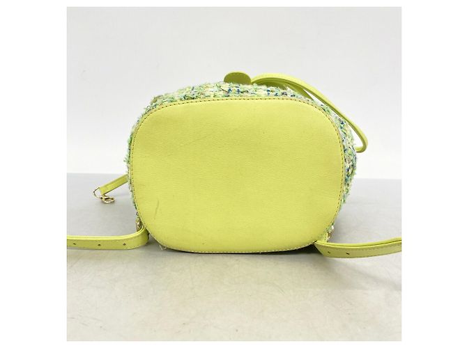 Zaino Chanel in tweed verde - vista 3