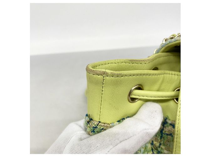 Zaino Chanel in tweed verde - vista 9