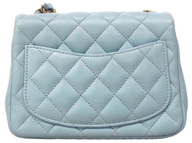 Sac à épaule Chanel Mini Matelassé avec chaîne Bleu clair - vue 10