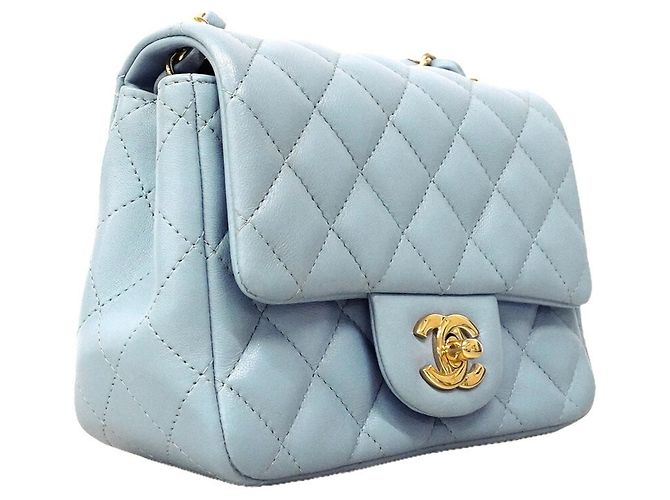 Sac à épaule Chanel Mini Matelassé avec chaîne Bleu clair - vue 2