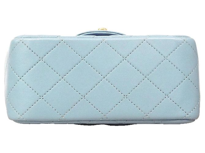 Sac à épaule Chanel Mini Matelassé avec chaîne Bleu clair - vue 3