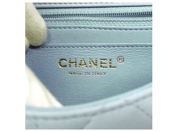 Sac à épaule Chanel Mini Matelassé avec chaîne Bleu clair - vue 5