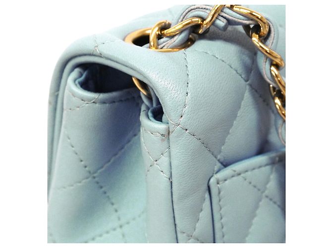 Sac à épaule Chanel Mini Matelassé avec chaîne Bleu clair - vue 7