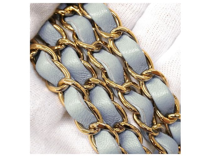 Sac à épaule Chanel Mini Matelassé avec chaîne Bleu clair - vue 8