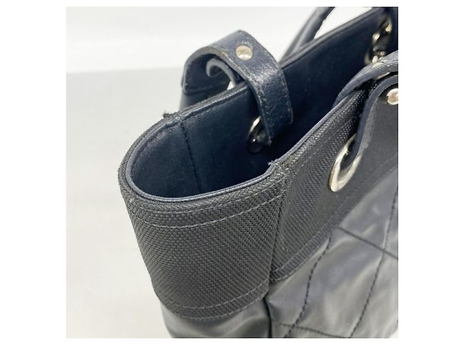 Chanel Paris Biarritz Canvas Tote Bag Schwarz - Ansicht 10