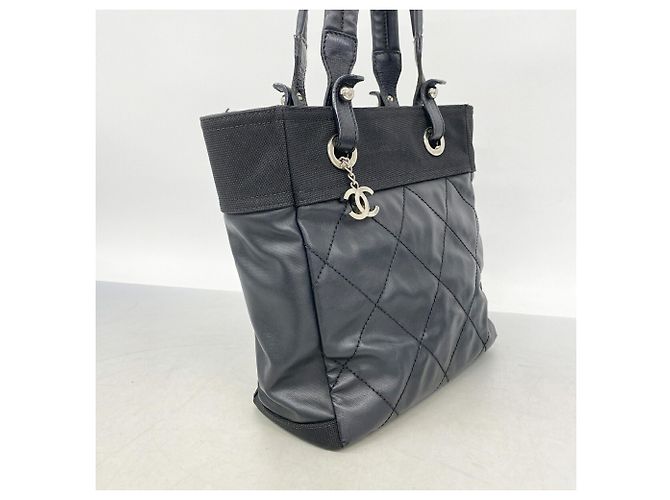 Chanel Paris Biarritz Canvas Tote Bag Schwarz - Ansicht 2