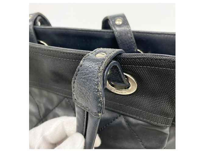 Chanel Paris Biarritz Canvas Tote Bag Schwarz - Ansicht 8