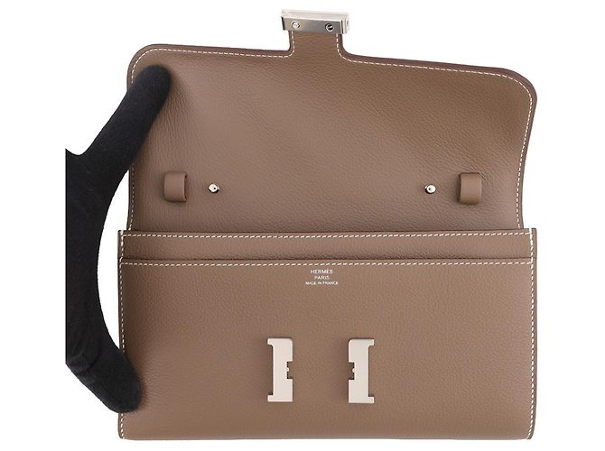 Hermès Portafoglio lungo Hermes Constance To Go Taupe - vista 4
