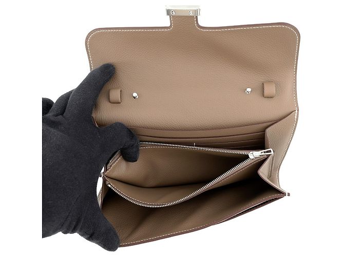 Hermès Portafoglio lungo Hermes Constance To Go Taupe - vista 5