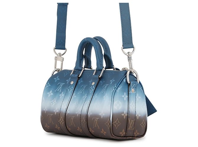 Borsa Louis Vuitton Keepall Bandoulière 25 Monogram Blu - vista 2