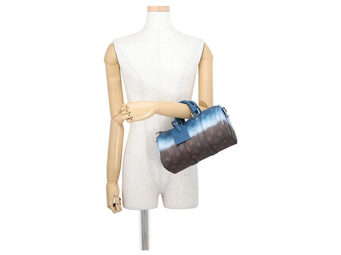 Borsa Louis Vuitton Keepall Bandoulière 25 Monogram Blu - vista 4