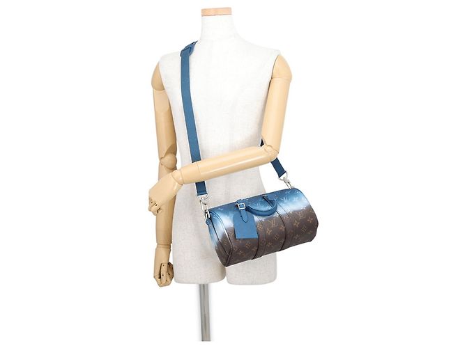Borsa Louis Vuitton Keepall Bandoulière 25 Monogram Blu - vista 5