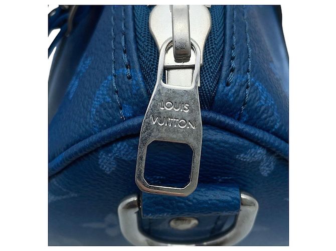 Borsa Louis Vuitton Keepall Bandoulière 25 Monogram Blu - vista 7