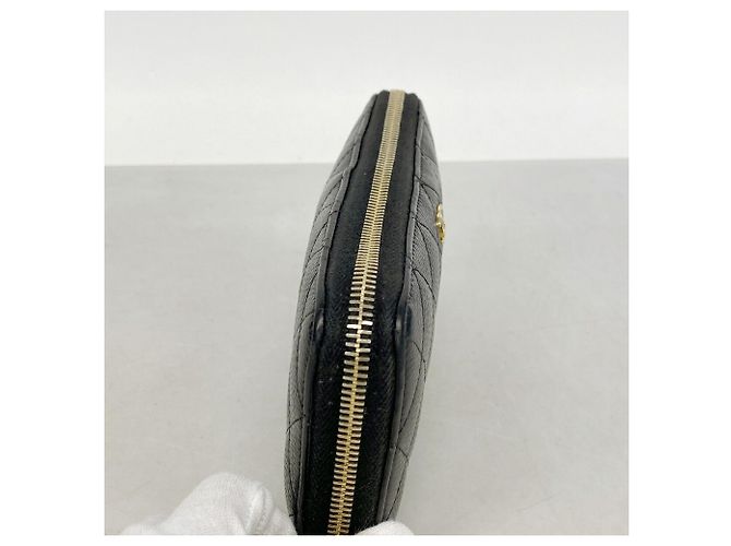 Cartera larga Chanel de piel de becerro granulada negra Negro - vista 10