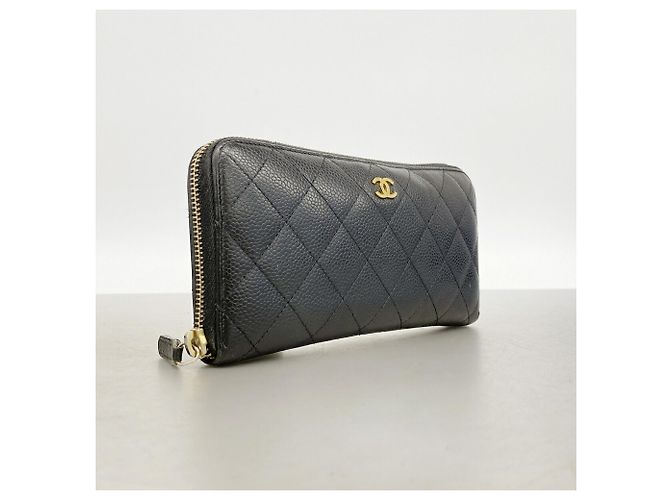 Cartera larga Chanel de piel de becerro granulada negra Negro - vista 2