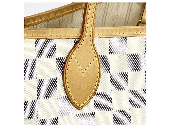 Borsa Tote Louis Vuitton Damier Azur Neverfull MM Bianco - vista 8