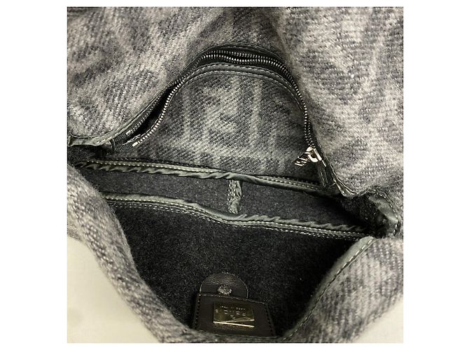 Borsa a secchiello Fendi Zucca Mamma in lana Marrone - vista 4