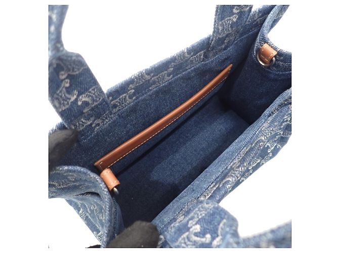 Céline Celine Blue Small Denim Triomphe Cabas Thais Tote Blau - Ansicht 4