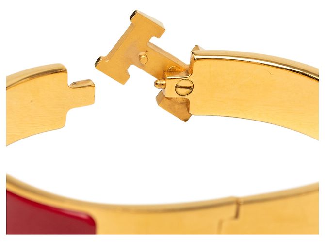 Hermès Clic H Armband PM schmal, rotes Emaille - Ansicht 4