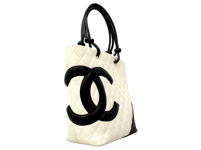 Chanel Cambon Tote Bag aus Lammleder Weiß - Ansicht 2