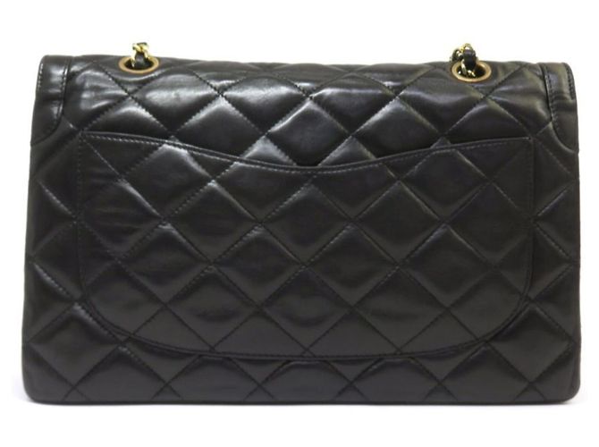Chanel Matelassé Lammleder Double Flap Schultertasche mit Kette Schwarz - Ansicht 2