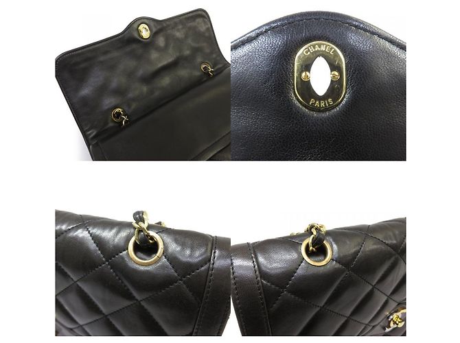 Chanel Matelassé Lammleder Double Flap Schultertasche mit Kette Schwarz - Ansicht 5