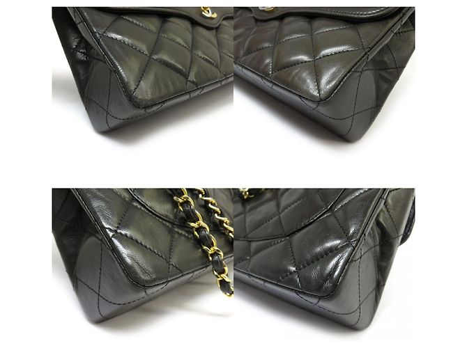 Chanel Matelassé Lammleder Double Flap Schultertasche mit Kette Schwarz - Ansicht 6