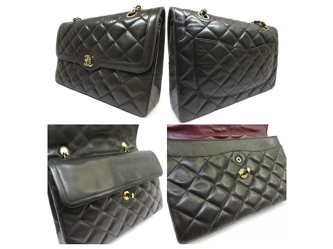 Chanel Matelassé Lammleder Double Flap Schultertasche mit Kette Schwarz - Ansicht 7