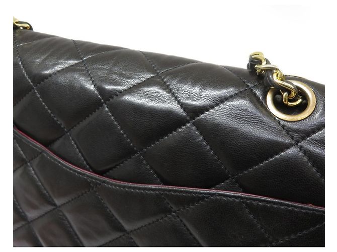 Chanel Matelassé Lammleder Double Flap Schultertasche mit Kette Schwarz - Ansicht 8