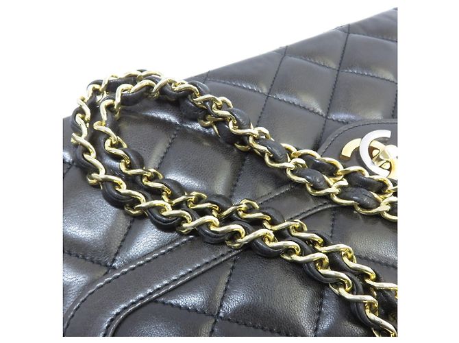 Chanel Matelassé Lammleder Double Flap Schultertasche mit Kette Schwarz - Ansicht 9