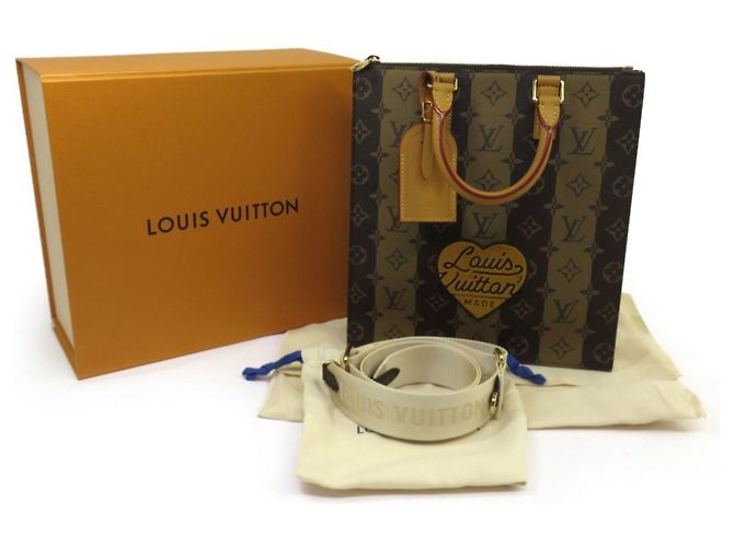 Louis Vuitton x Nigo Sac Plat Monogram Stripe Tote Bag Marrone D'oro - vista 10